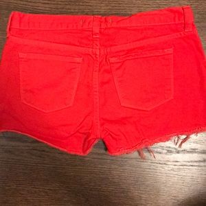 J Brand red denim shorts